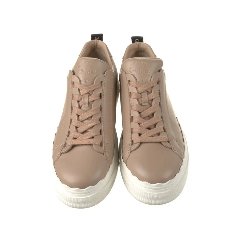 Chloé Lauren Leather Sneakers Sz 9~40 Beige Travel Shoes Sporty Comfy Designer